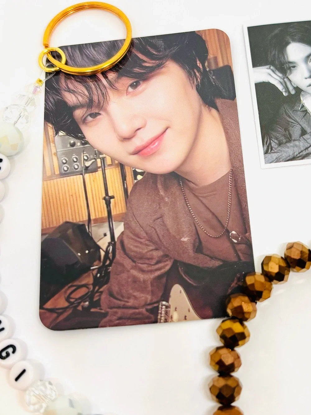 (5pcs) BTS SUGA YOONGI BRACELET KEYCHAIN STICKER PHOTOCARD BUNDLE